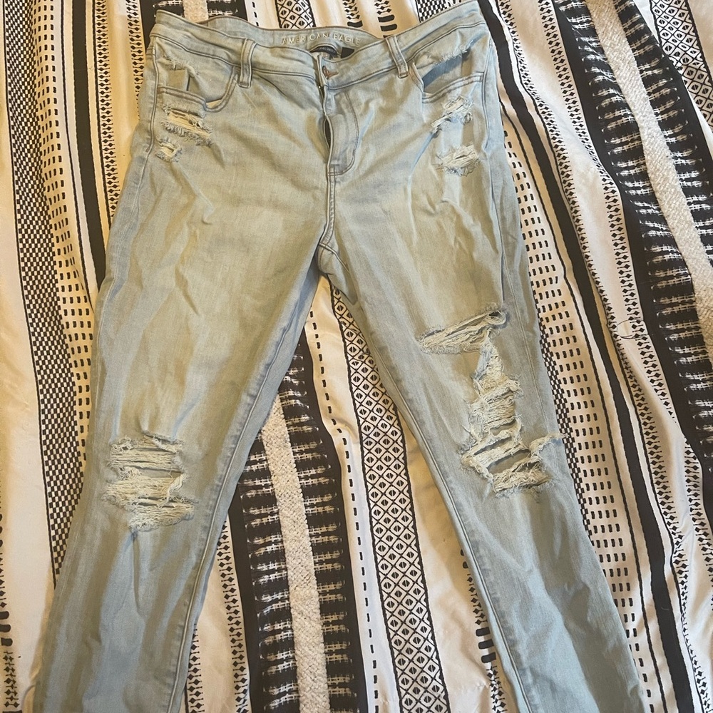 American Eagle Outfitters Blue Skinny Jeans Distressed